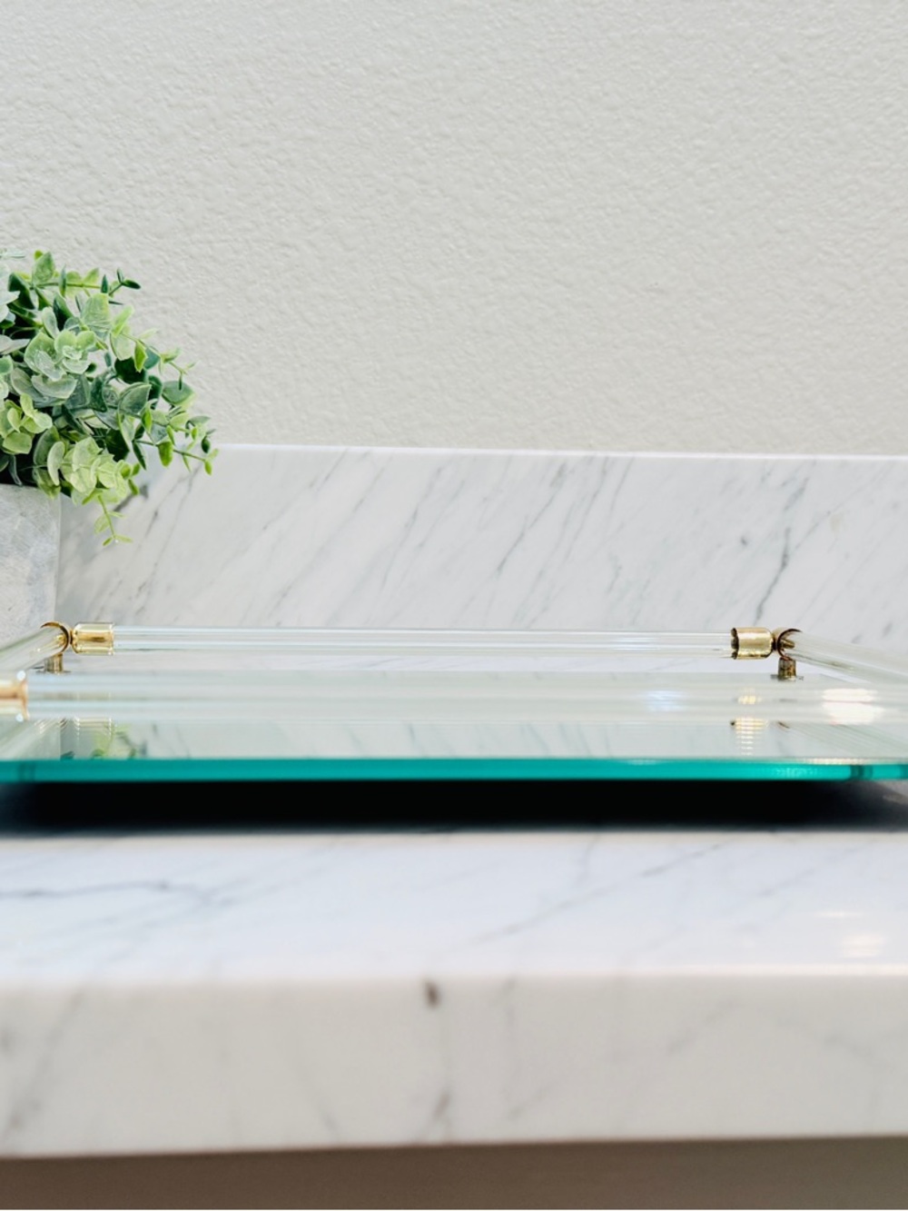Vintage Modern Glass and Gold Mirrored Vanity Tray - Picture 5 of 14